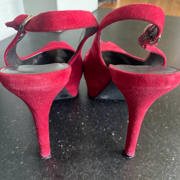 Red suede peep -toe platform pumps - Jessica Simpson - Picture 4 of 4